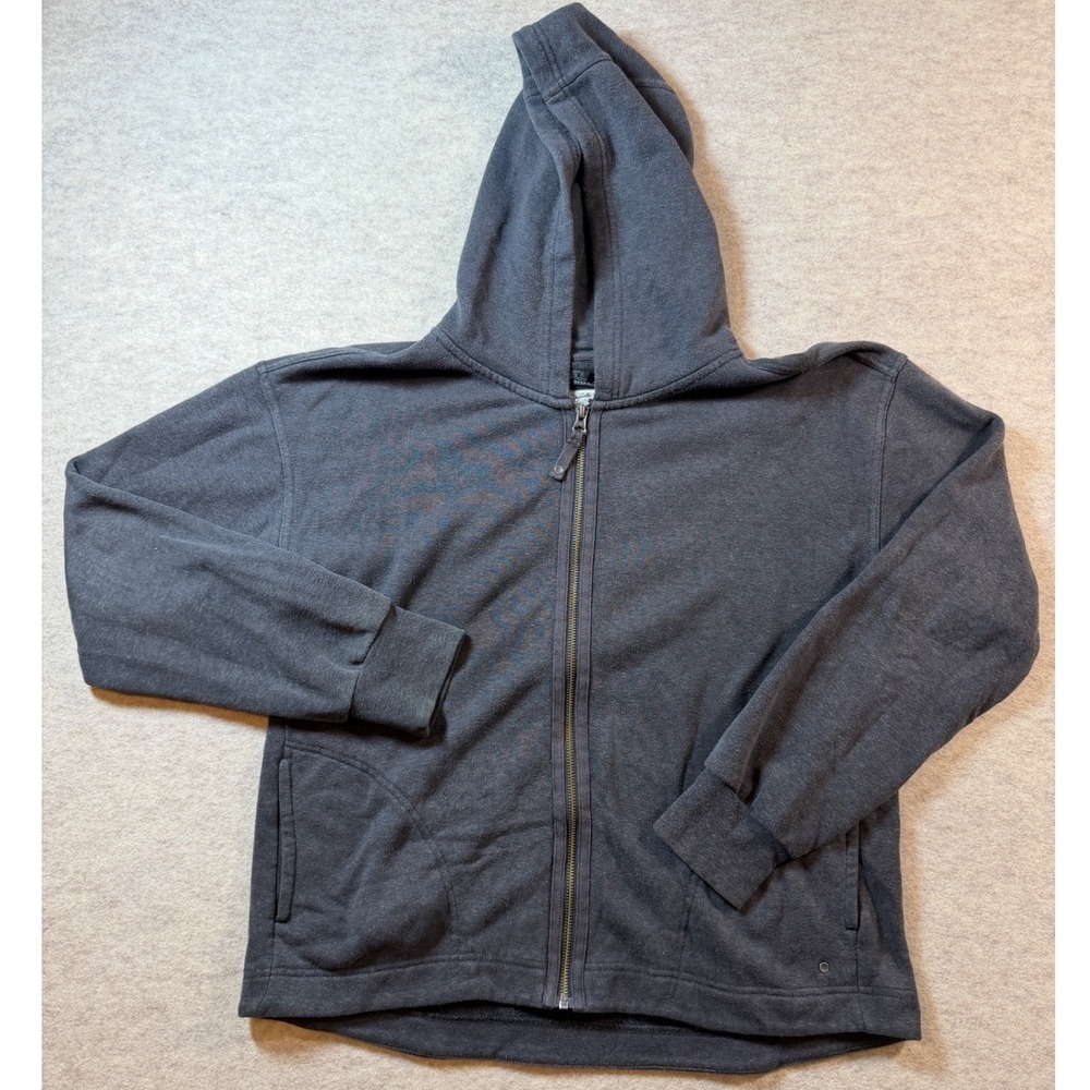 prAna Unisex Charcoal Gray Full Zip Fleece Lined Hoodie Sweatshirt Size L